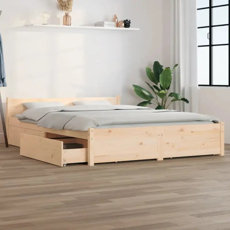 Klassiek houten bed van massief grenenhout met levering bevat - Naturel / 120 x 200 cm - Bedden & bedframes