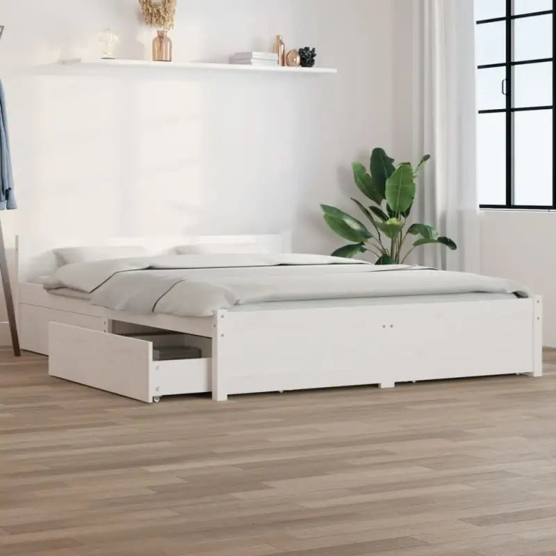 Klassiek houten bed van massief grenenhout met levering bevat - Wit / 150 x 200 cm - Bedden & bedframes