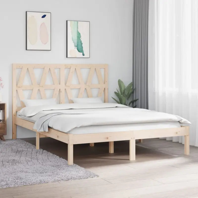 Klassiek houten bedframe van massief grenenhout met levering bevat - Naturel / 135 x 190 cm - Bedden & bedframes