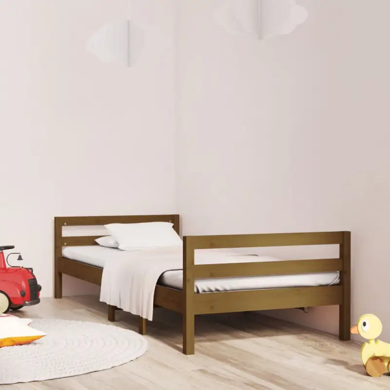 Klassiek houten bedframe van massief grenenhout voor een stijlvolle slaapkamer - Honingbruin / 75 x 190 cm - Bedden &