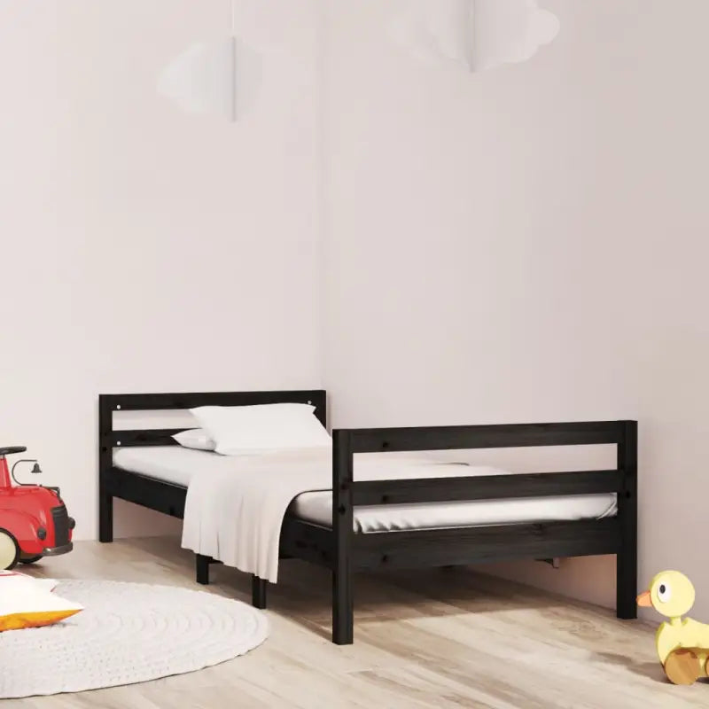 Klassiek houten bedframe van massief grenenhout voor een stijlvolle slaapkamer - Zwart / 90 x 200 cm - Bedden &