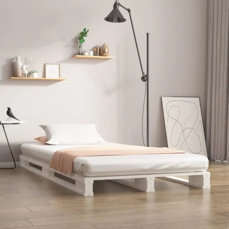 Klassiek houten palletbed van massief grenenhout voor een moderne slaapkamer - Wit / 100 x 200 cm - Bedden & bedframes