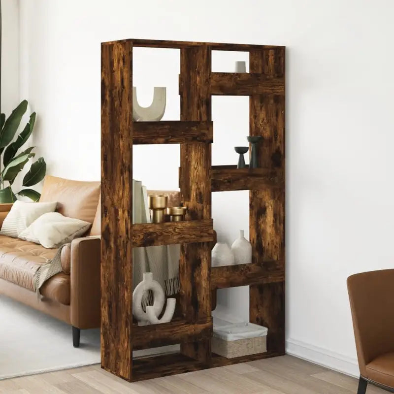 Klassiek kamerscherm van bewerkt hout voor modern interieur - Gerookt eiken / 1 / 175 cm - Boekenkasten