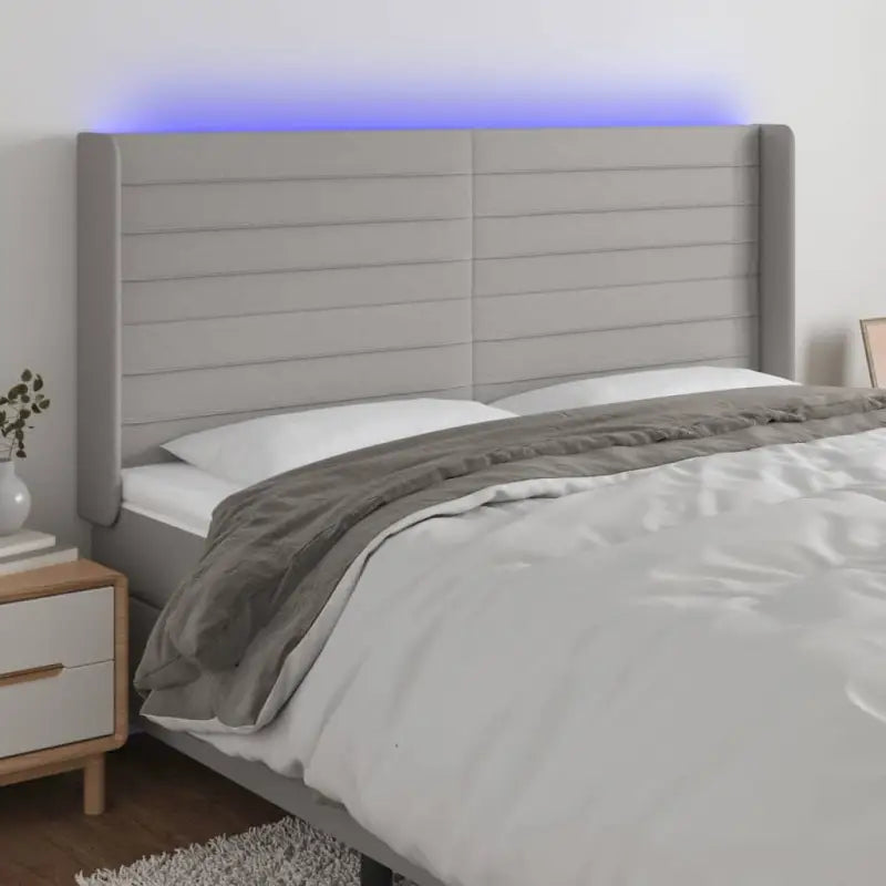 Klassiek LED Hoofdbord 147x16x118 voor een moderne slaapkamer uitstraling - Lichtgrijs / 183 x 16 x 118/128 cm / 1