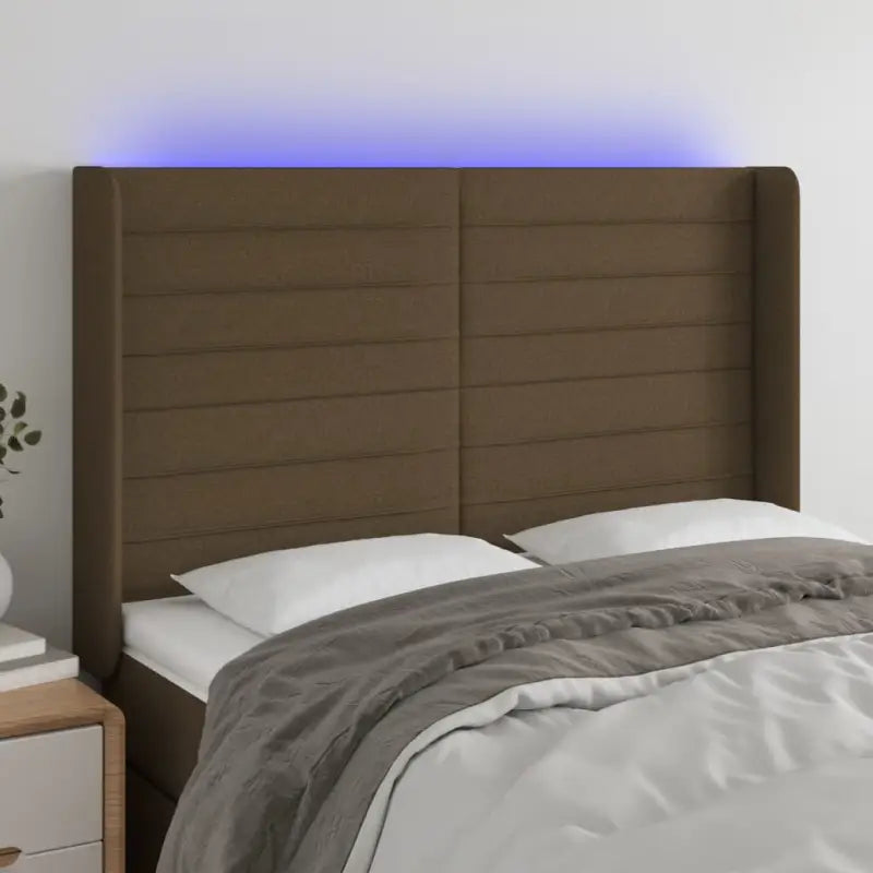 Klassiek LED Hoofdbord 147x16x118 voor een moderne slaapkamer uitstraling - Donkerbruin / 147 x 16 x 118/128 cm / 1