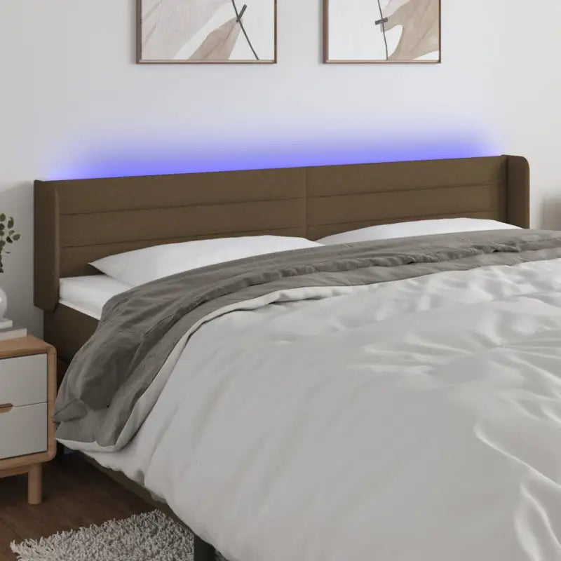 Klassiek LED Hoofdbord 147x16x118 voor een moderne slaapkamer uitstraling - Donkerbruin / 183 x 16 x 78/88 cm / 1