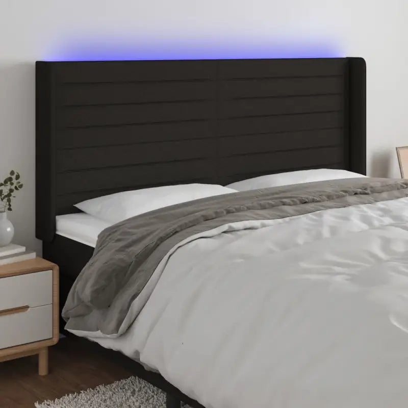 Klassiek LED Hoofdbord 147x16x118 voor een moderne slaapkamer uitstraling - Zwart / 163 x 16 x 118/128 cm / 1