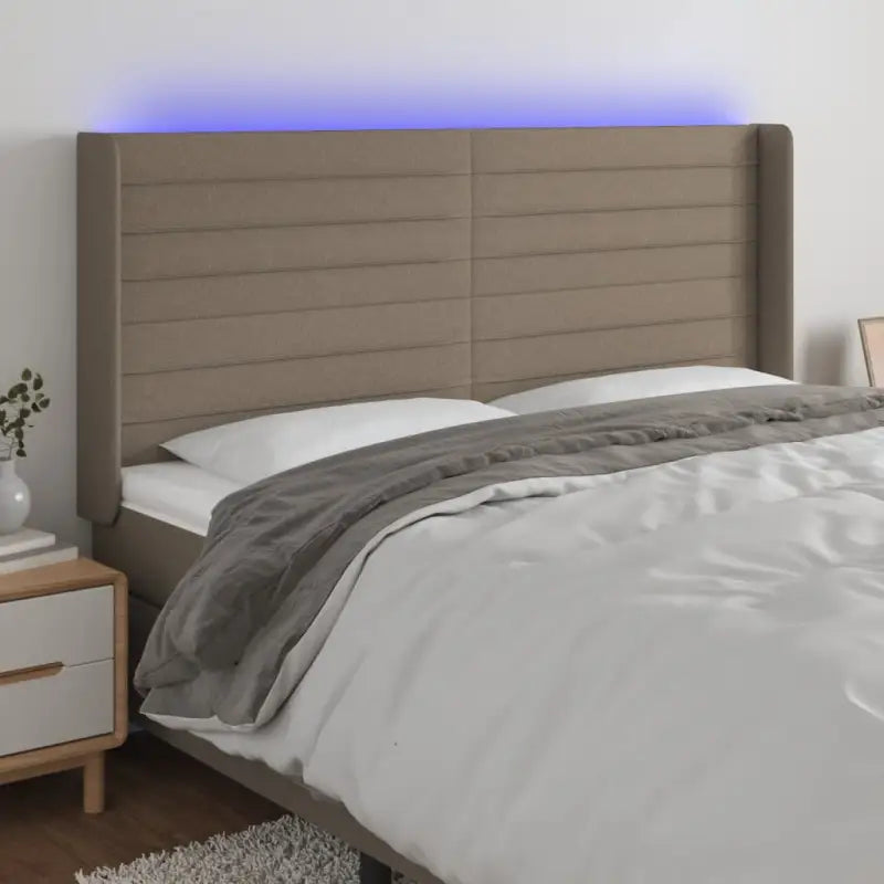 Klassiek LED Hoofdbord 147x16x118 voor een moderne slaapkamer uitstraling - Taupe / 203 x 16 x 118/128 cm / 1