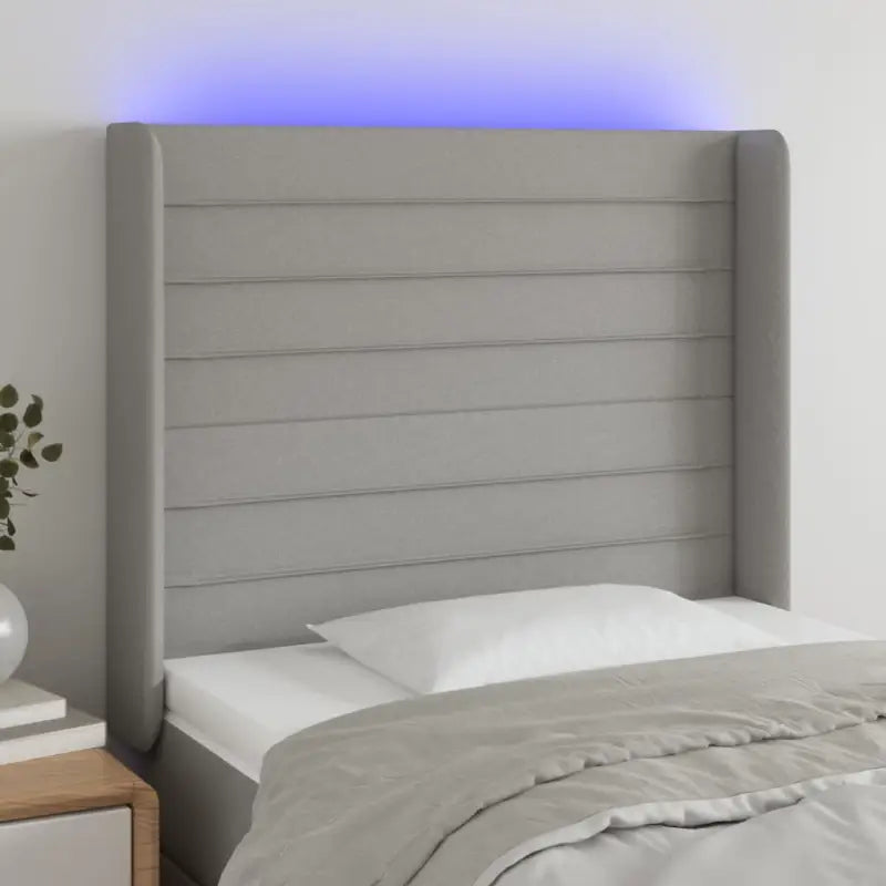 Klassiek LED Hoofdbord 147x16x118 voor een moderne slaapkamer uitstraling - Lichtgrijs / 103 x 16 x 118/128 cm / 1