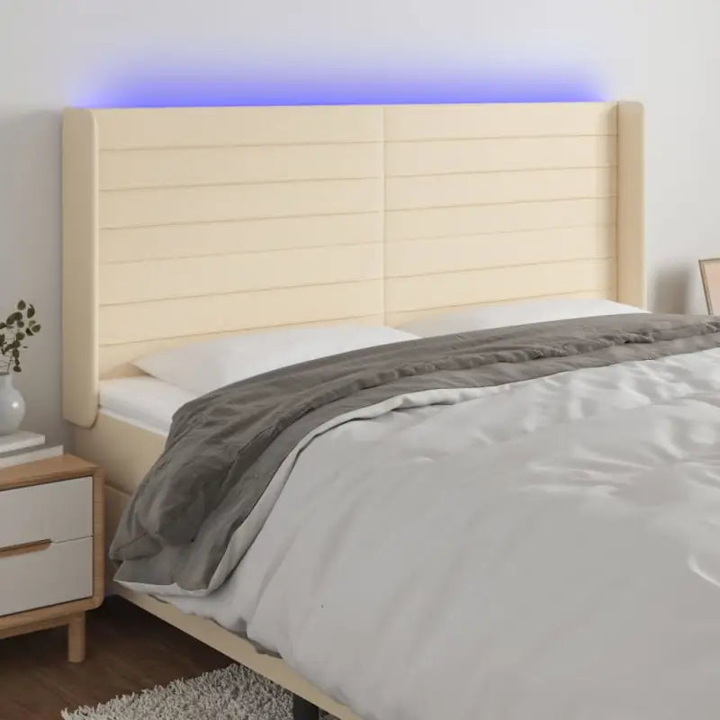 Klassiek LED Hoofdbord 147x16x118 voor een moderne slaapkamer uitstraling - Crème / 163 x 16 x 118/128 cm / 1