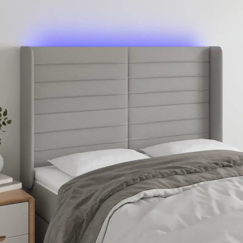 Klassiek LED Hoofdbord 147x16x118 voor een moderne slaapkamer uitstraling - Lichtgrijs / 147 x 16 x 118/128 cm / 1