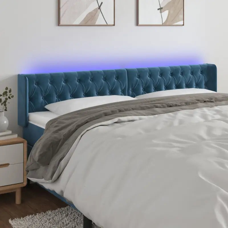 Klassiek LED Hoofdbord en Voetbord voor een moderne slaapkamer - Donkerblauw / 203 x 16 x 78/88 cm / 1 - Hoofdborden