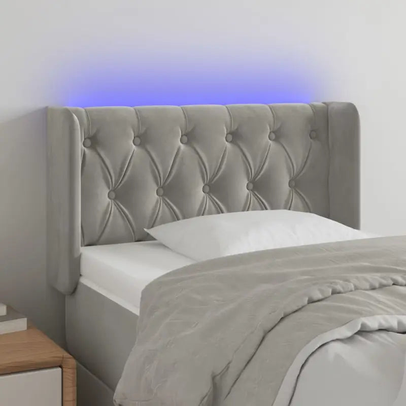 Klassiek LED Hoofdbord en Voetbord voor een moderne slaapkamer - Lichtgrijs / 83 x 16 x 78/88 cm / 1 - Hoofdborden