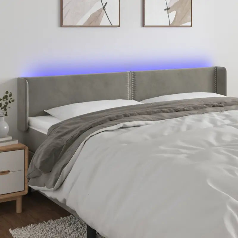 Klassiek LED hoofdbord en voetbord voor een moderne slaapkamer - Lichtgrijs / 163 x 16 x 78/88 cm / 1 - Hoofdborden