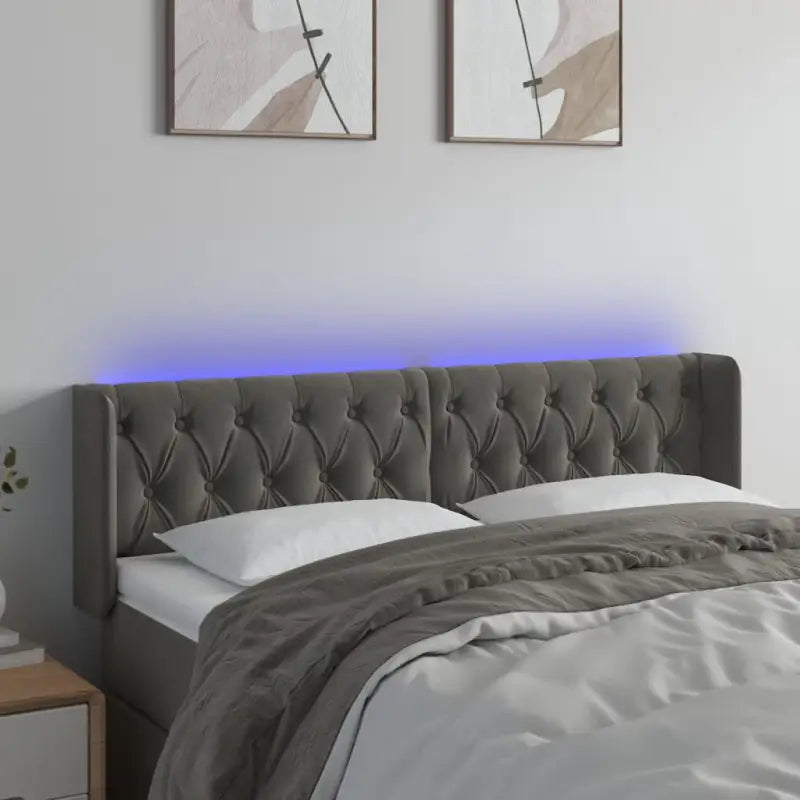 Klassiek LED Hoofdbord en Voetbord voor een moderne slaapkamer - Donkergrijs / 147 x 16 x 78/88 cm / 1 - Hoofdborden