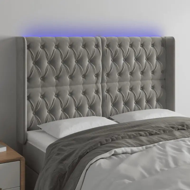 Klassiek LED Hoofdbord en Voetbord voor een moderne slaapkamer - Lichtgrijs / 147 x 16 x 118/128 cm / 1 - Hoofdborden