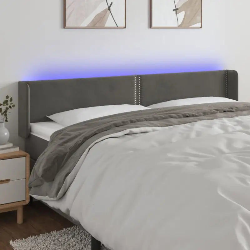 Klassiek LED hoofdbord en voetbord voor een moderne slaapkamer - Donkergrijs / 203 x 16 x 78/88 cm / 1 - Hoofdborden