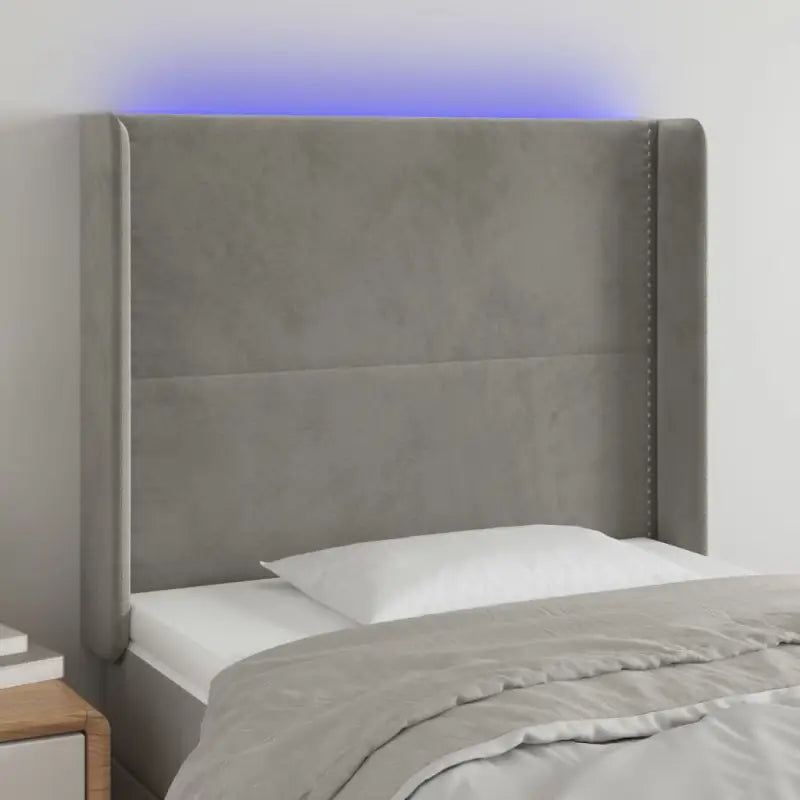 Klassiek LED hoofdbord en voetbord voor een moderne slaapkamer - Lichtgrijs / 83 x 16 x 118/128 cm / 1 - Hoofdborden