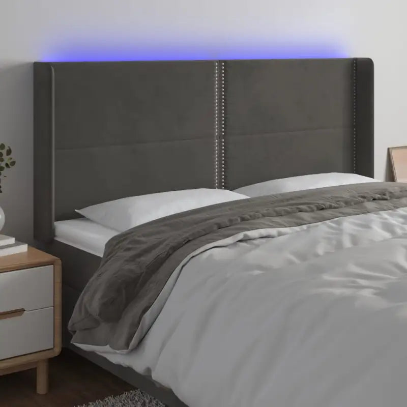 Klassiek LED hoofdbord en voetbord voor een moderne slaapkamer - Donkergrijs / 203 x 16 x 118/128 cm / 1 - Hoofdborden