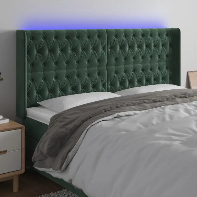 Klassiek LED Hoofdbord en Voetbord voor een moderne slaapkamer - Donkergroen / 203 x 16 x 118/128 cm / 1 - Hoofdborden