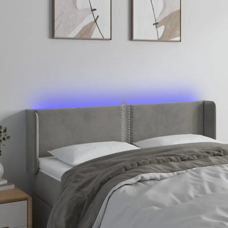 Klassiek LED hoofdbord en voetbord voor een moderne slaapkamer - Lichtgrijs / 147 x 16 x 78/88 cm / 1 - Hoofdborden