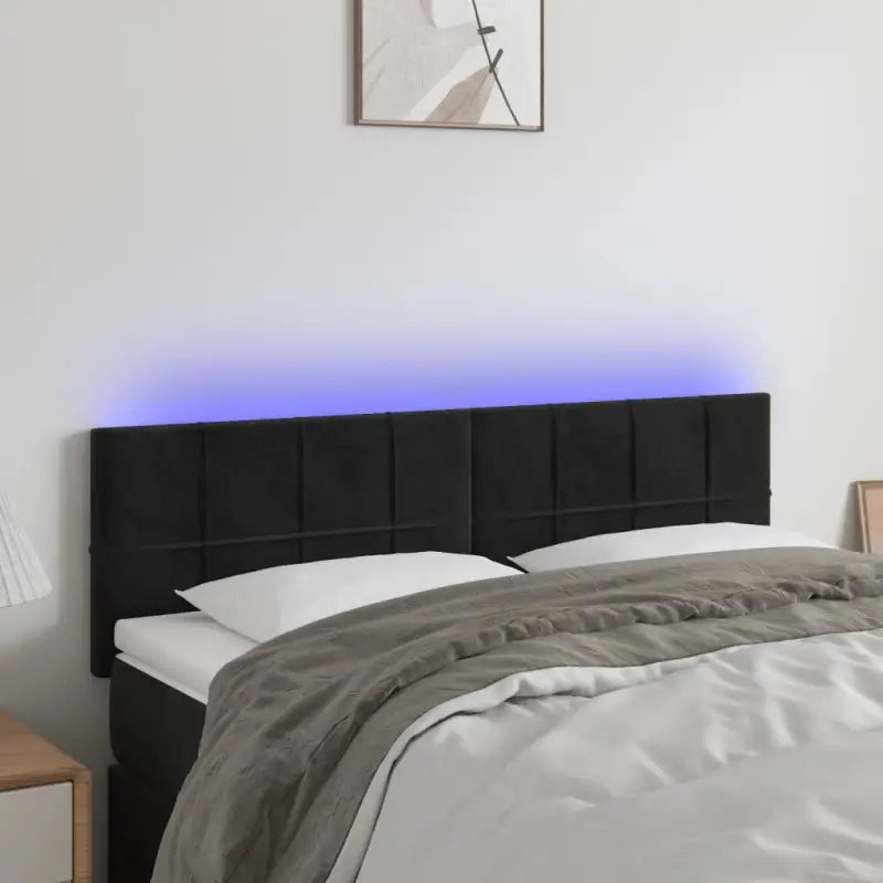 Klassiek LED Hoofdbord en Voetborden voor een Modern Slaapkamergevoel - Zwart / 144 x 5 x 78/88 cm / 1 - Hoofdborden