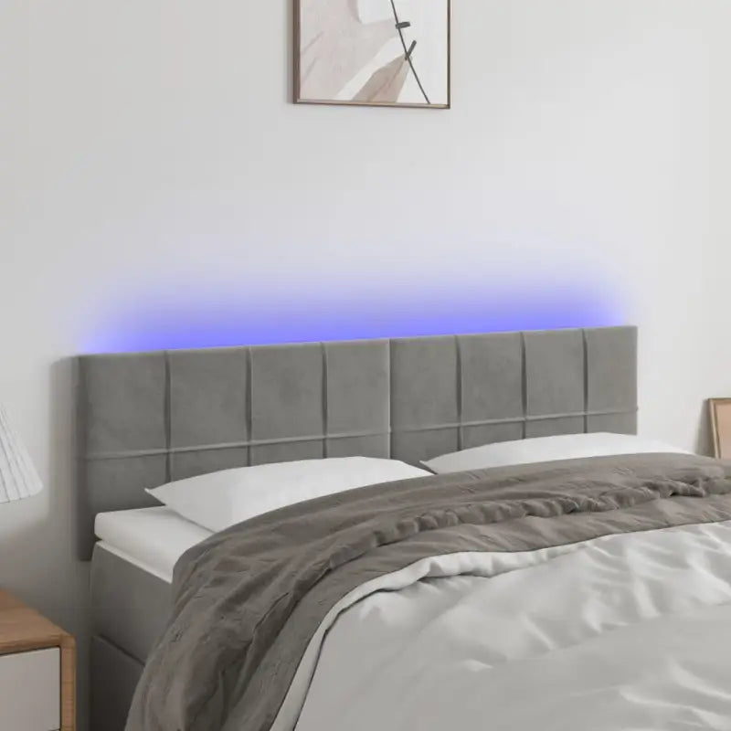 Klassiek LED Hoofdbord en Voetborden voor een Modern Slaapkamergevoel - Lichtgrijs / 144 x 5 x 78/88 cm / 1