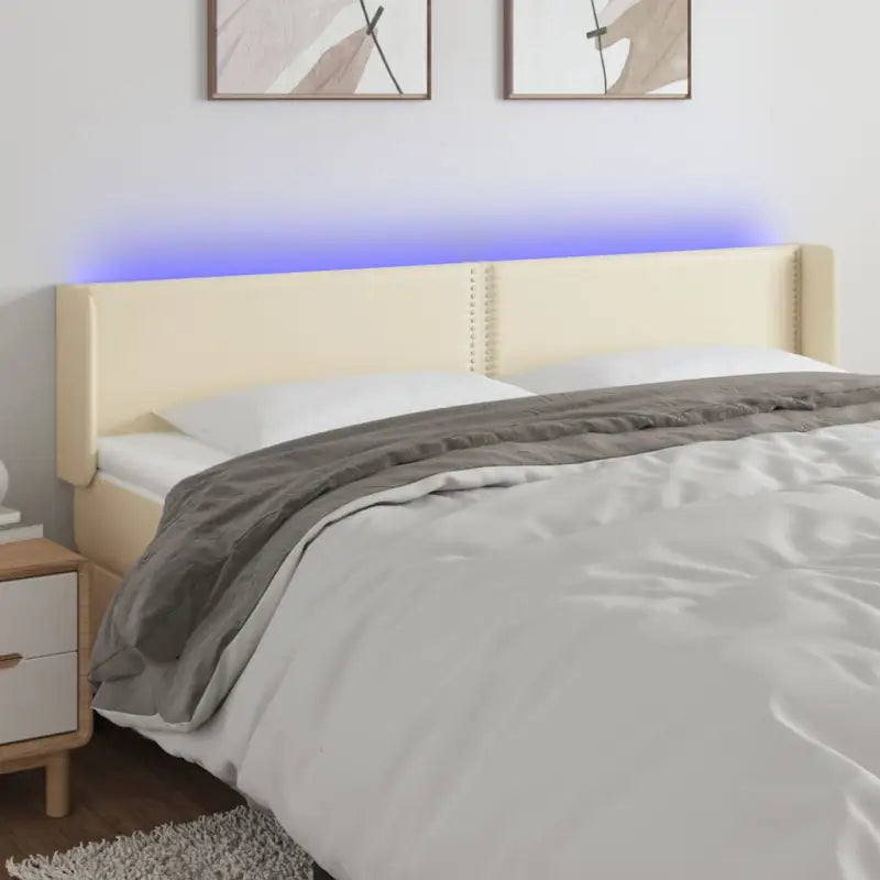 Klassiek LED Hoofdbord voor een Modern en Elegant Slaapkamer Designe - Crème / 163 x 16 x 78/88 cm / 1 - Hoofdborden