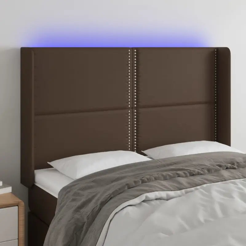 Klassiek LED Hoofdbord voor een Modern en Elegant Slaapkamer Designe - Bruin / 147 x 16 x 118/128 cm / 1 - Hoofdborden