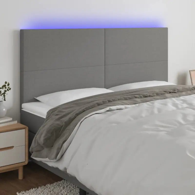 Klassiek LED Hoofdbord voor een Modern en Stijlvol Beddroom</assistant - Donkergrijs / 200 x 5 x 118/128 cm / 1