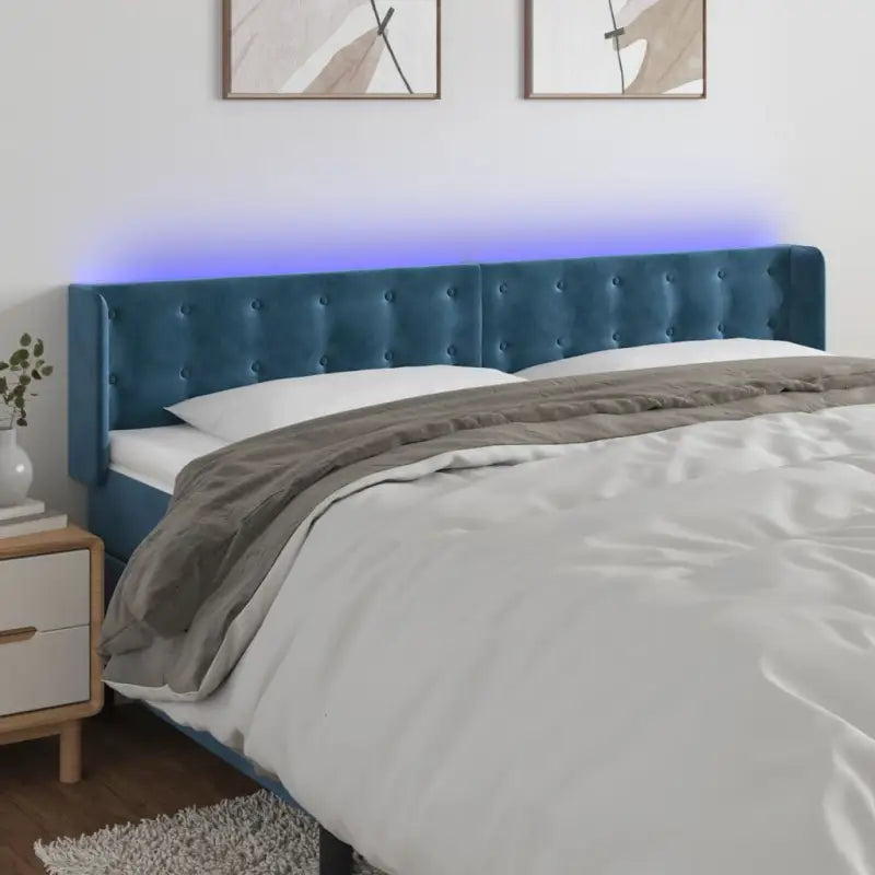 Klassiek LED Hoofdbord voor een Modern Slaapkamergevoel - Donkerblauw / 183 x 16 x 78/88 cm / 1 - Hoofdborden