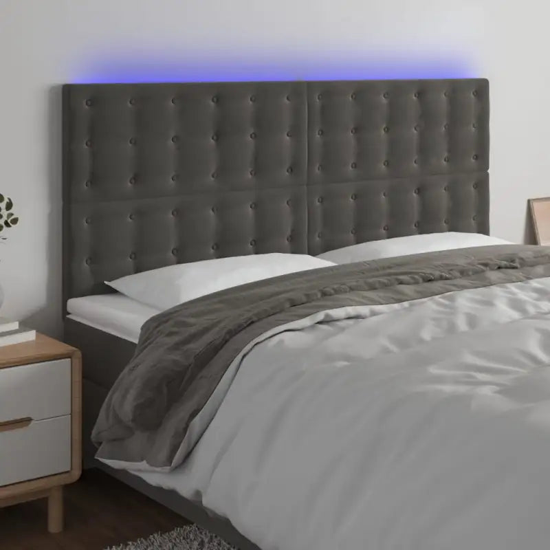 Klassiek LED Hoofdbord voor een Modern Slaapkamergevoel - Donkergrijs / 200 x 5 x 118/128 cm / 1 - Hoofdborden