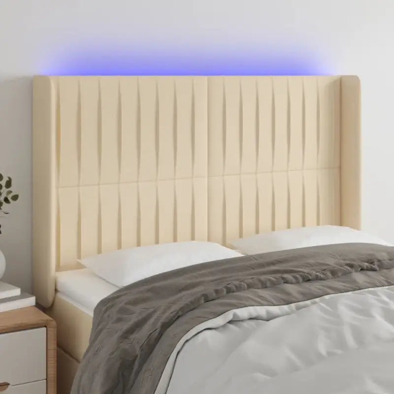 Klassiek LED Hoofdbord voor een moderne slaapkamer - Crème / 147 x 16 x 118/128 cm / 1 - Hoofdborden en voetborden