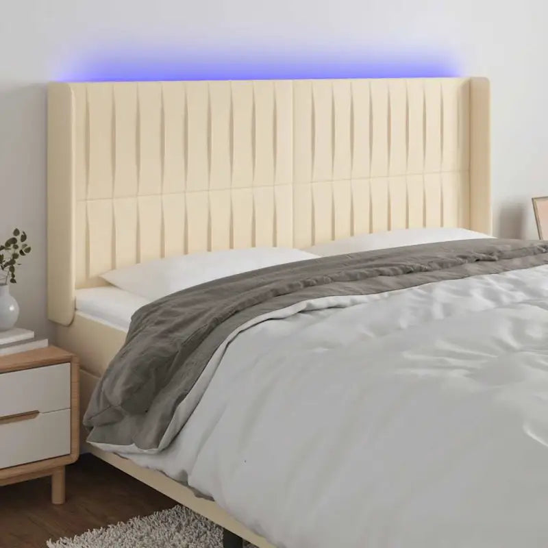 Klassiek LED Hoofdbord voor een moderne slaapkamer - Crème / 203 x 16 x 118/128 cm / 1 - Hoofdborden en voetborden