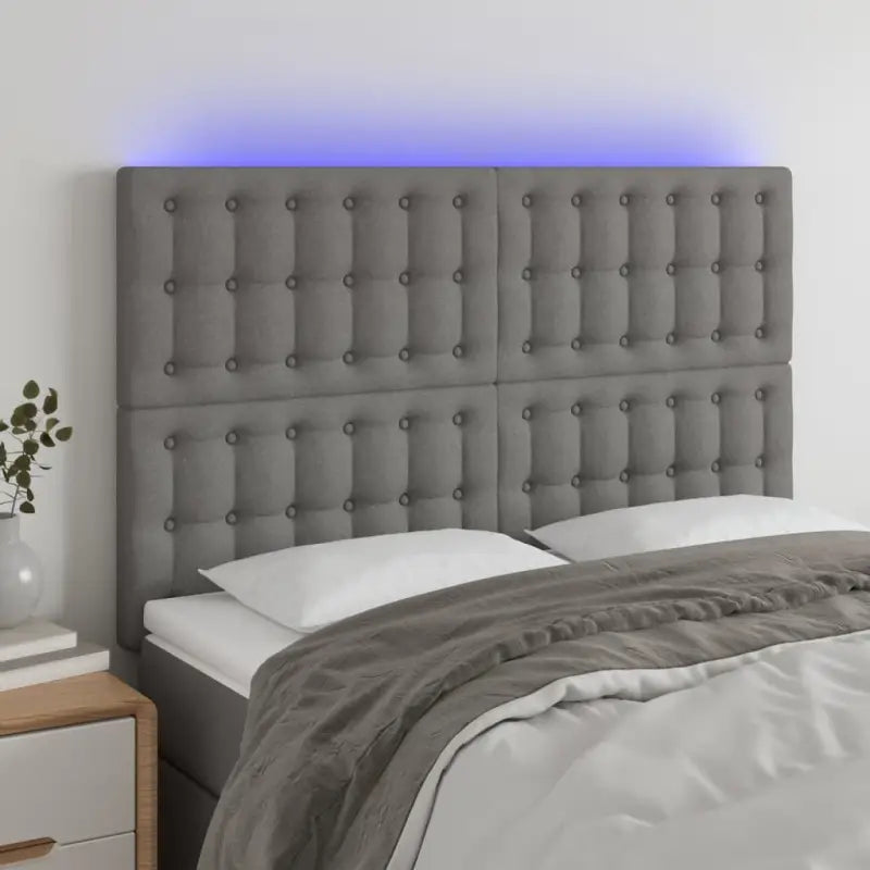 Klassiek LED Hoofdbord voor een moderne slaapkamer uitstraling - Donkergrijs / 144 x 5 x 118/128 cm / 1 - Hoofdborden
