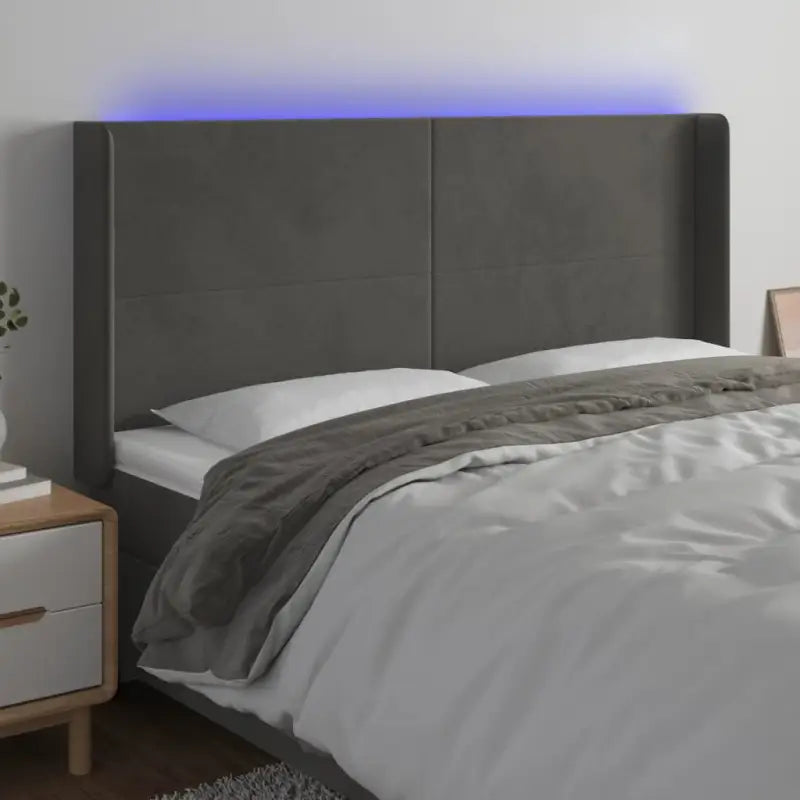 Klassiek LED-hoofdbord voor een moderne slaapkamer uitstraling - Donkergrijs / 183 x 16 x 118/128 cm / 1 - Hoofdborden
