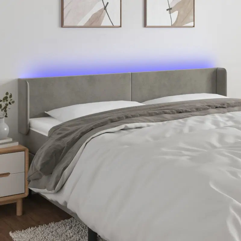 Klassiek LED-hoofdbord voor een moderne slaapkamer uitstraling - Lichtgrijs / 203 x 16 x 78/88 cm / 1 - Hoofdborden