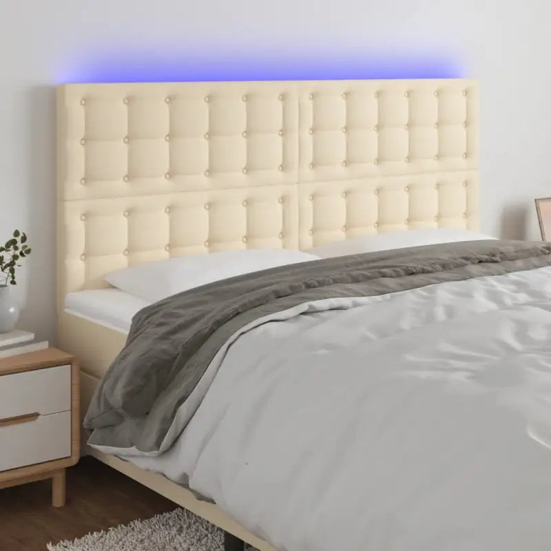 Klassiek LED Hoofdbord voor een moderne slaapkamer uitstraling - Crème / 160 x 5 x 118/128 cm / 1 - Hoofdborden