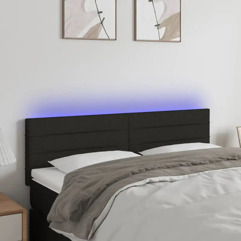 Klassiek LED Hoofdbord voor een moderne slaapkamer uitstraling - Zwart / 144 x 5 x 78/88 cm / 1 - Hoofdborden