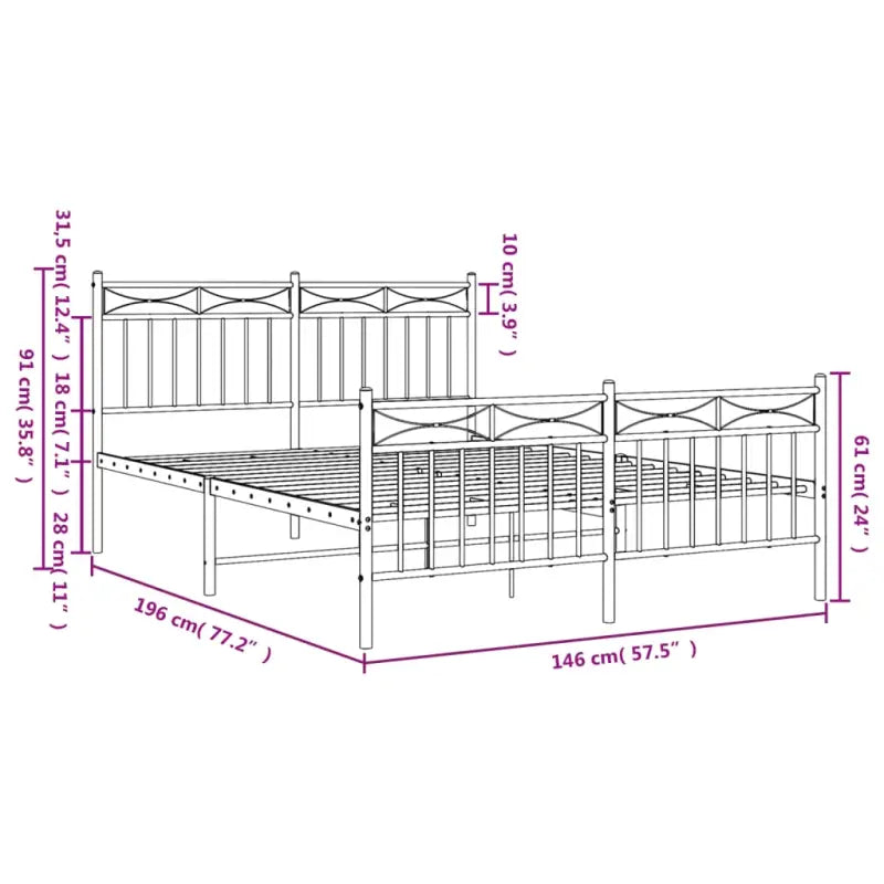 Klassiek metalen bedframe met extra opbergruimte en metalen latten - Bedden & bedframes