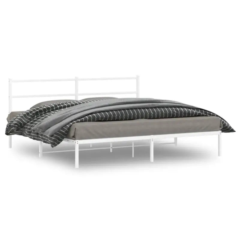 Klassiek metalen bedframe met extra opbergruimte en metalen latten - Wit / 180 x 200 cm / met hoofdbord - Bedden &