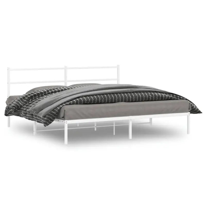 Klassiek metalen bedframe met extra opbergruimte en metalen latten - Wit / 193 x 203 cm / met hoofdbord - Bedden &