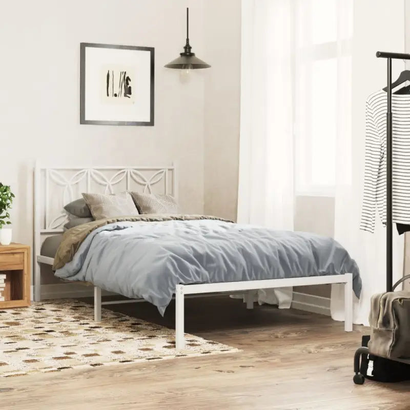 Klassiek metalen latten bedframe met extra opbergruimte - Wit / 107 x 203 cm / met hoofdbord - Bedden & bedframes