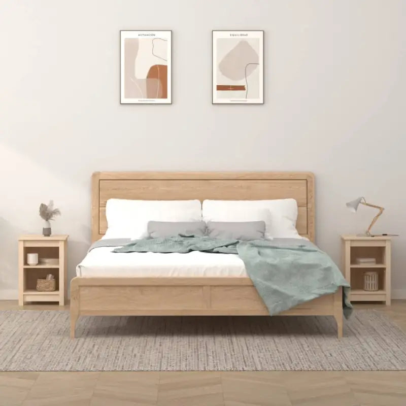 Klassiek nachtkastje van massief grenenhout met elegant ontwerp - Naturel / 2 - Nachtkastjes