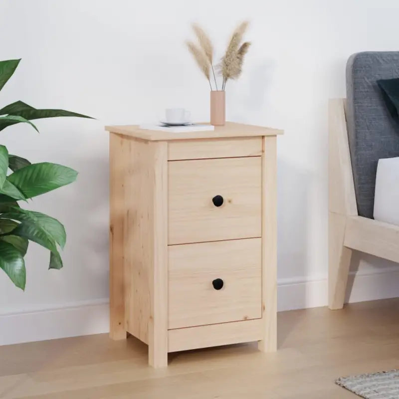 Klassiek nachtkastje van massief grenenhout voor een elegante interieurstijl - Naturel / 1 - Nachtkastjes