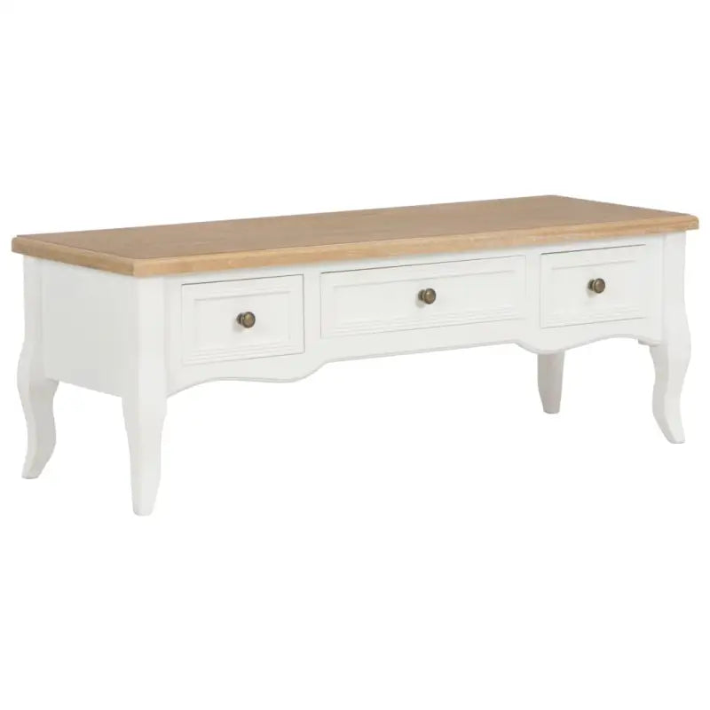 Klassiek TV-meubel in Franse stijl met ruime lade en elegante uitstraling - Wit en bruin / 1 - Tv-meubels