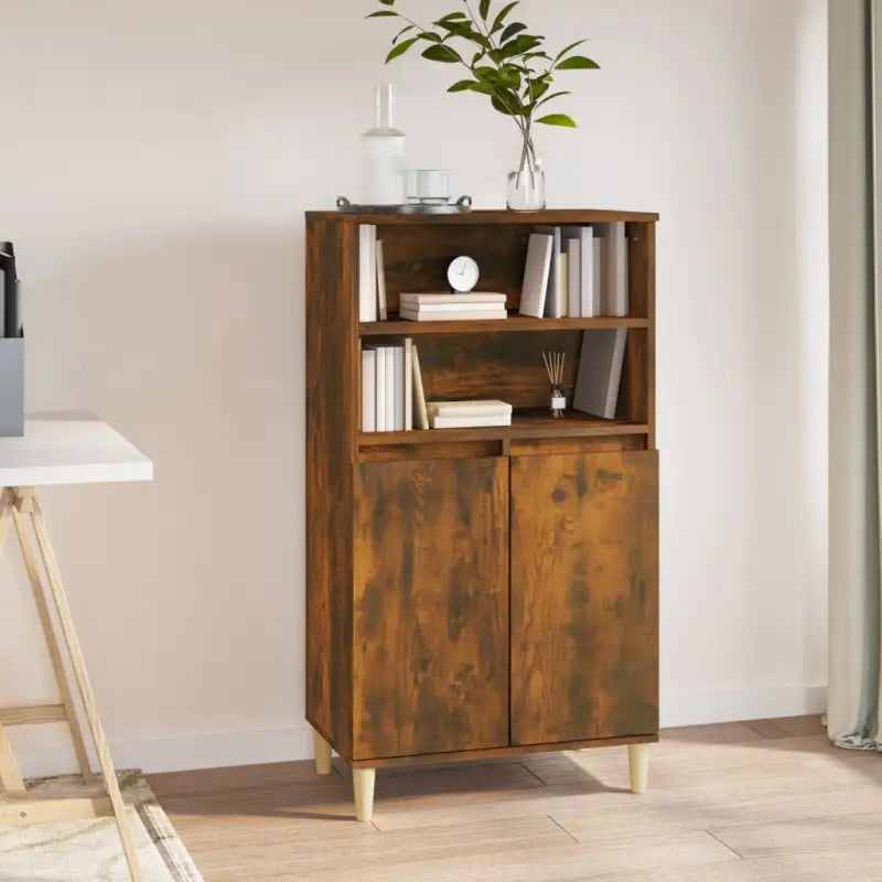 Klassieke dressoir met bewerkt hout en houten poten voor een stijlvolle inrichting - Gerookt eiken / 1 - Dressoirs &