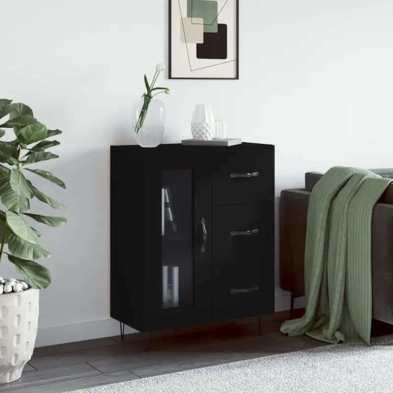 Klassieke dressoir van bewerkt hout voor een tijdloze uitstraling - Zwart / 1 - Dressoirs & buffetkasten