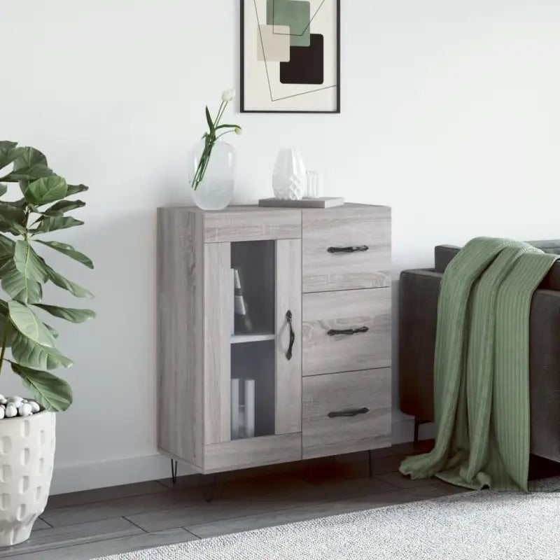 Klassieke dressoir van bewerkt hout voor een tijdloze uitstraling - Grijs sonoma / 1 - Dressoirs & buffetkasten