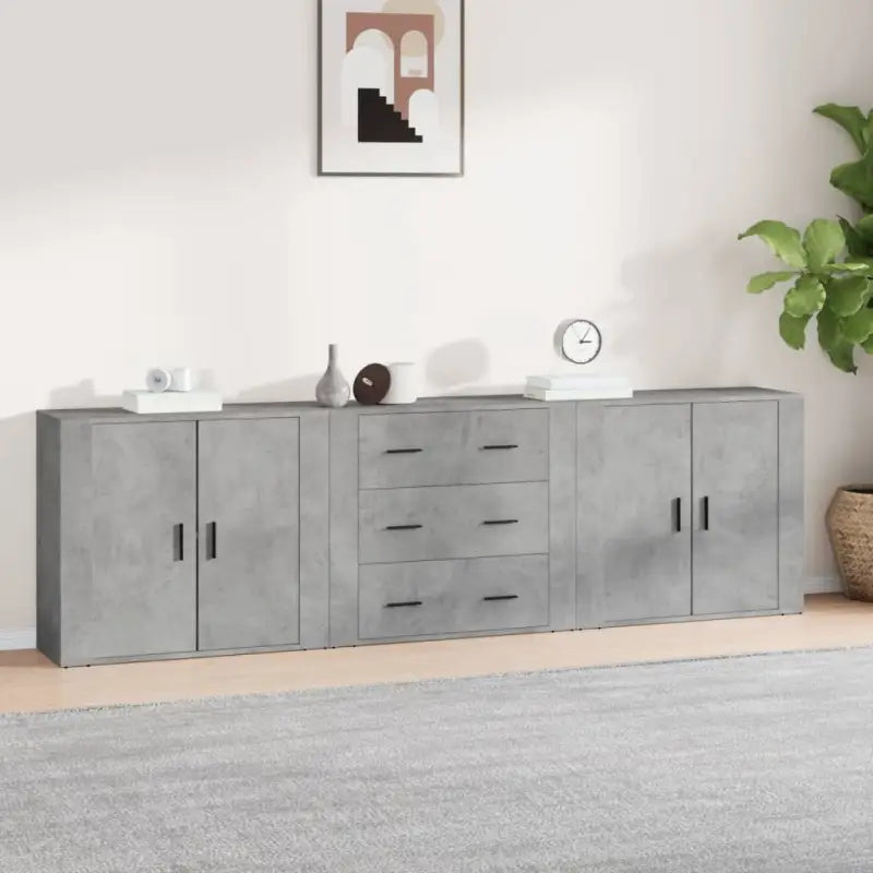 Klassieke dressoirs van bewerkt hout met tijdloze uitstraling - Betongrijs / 3 - Dressoirs & buffetkasten